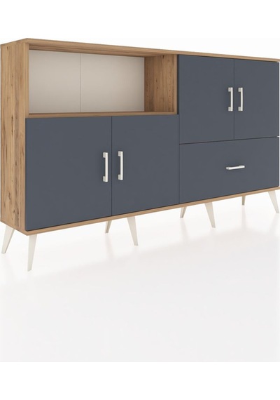 Arges Konsol 4 Raflı Tek Çekmeceli 4 Kapaklı 176x30x99 Çam-antras Çam-antrasit Arges Konsol 4 Raflı Tek Çekmeceli 4 Kapaklı 176x30x99 Çam-antras Çam-antrasit