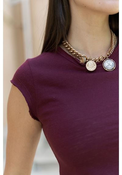 Bohemai Kensal Dar Kesim Bordo T-shirt Bordo