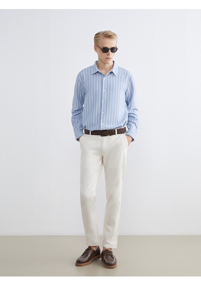 Lcw Vision Mavi Regular Fit Çizgili Armürlü Erkek Gömlek Lcw Vision Mavi Regular Fit Çizgili Armürlü Erkek Gömlek