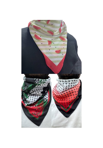 Aldaıyr 3 Adetfilistin Temalı Fular 50x50 Unisex Günlük Kullanıma Uygun Puşi Şal Kefiye Filistin Çok Renkli P