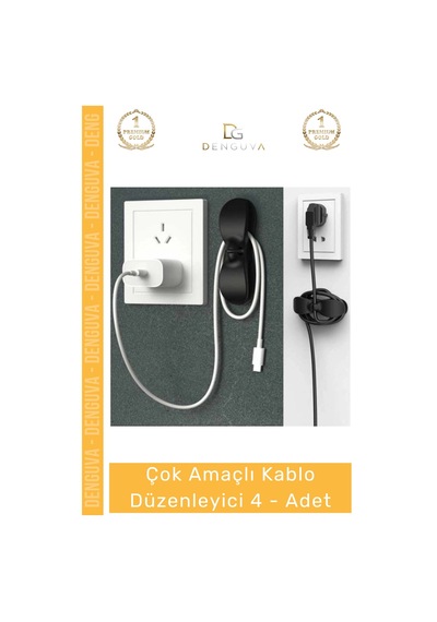 Kabloaparatı Mutfak Çok Amaçlı Kablo Toplayıcı Aparat Kahve Siyah Sarma Düzenleyici - 4 -adet