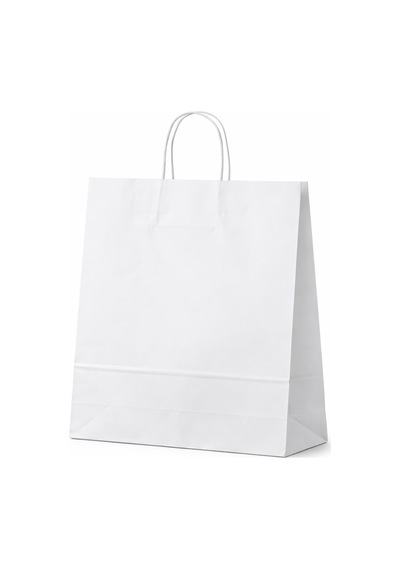 Burgu Saplı Kraft Çanta Beyaz Kağıt Poşet Butik Mağaza Hediye Tatlı Torbası 40x16x48 Cm 50li