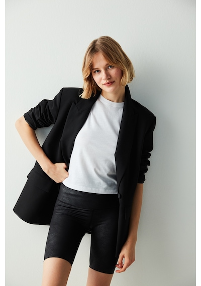 Penti Siyah Miracle Pop Up Leather Biker Short Penti Siyah Miracle Pop Up Leather Biker Short