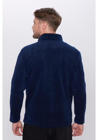 Tudors Unisex Standart Fit Rahat Kesim Tüylenme Yapmayan Soğuk Geçirmez Lacivert Dik Yaka Polar Sweatshirt-31929