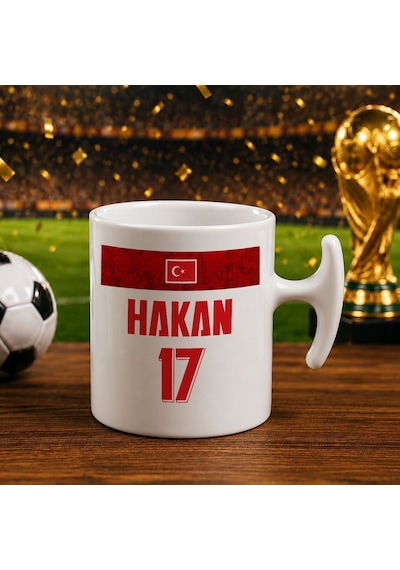 Bk Gift Kişiye Özel Türkiye Taraftar Temalı 2026 Dünya Kupası Tasarımlı Hammer Kupa Bardak -5, Tek Yürek Milli Takım Ruhu Beyaz