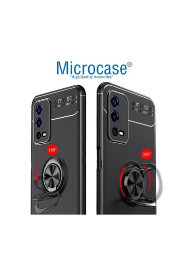 Microcase Oppo A55 Focus Serisi Yüzüklü Kilif - Siyah 536339400