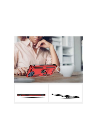 Teknomoda Oppo Reno 4 Lite Tank Zirh Metal Yüzüklü Standli Kilif 526765681