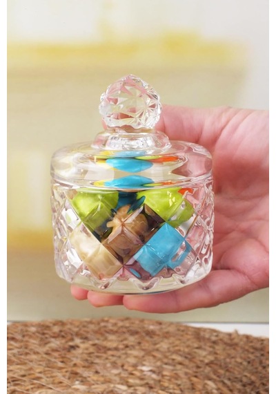 Deconox Lüx Kristal Mini Cam Şekerlik & Cam Lokumluk, Kesme Cam Lüx Şekerlik 7.5cm 9.2cm - 06641 Genel
