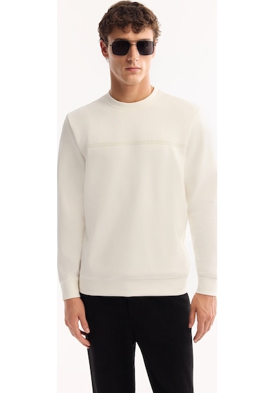 Avva Erkek Ekru Bisiklet Yaka Pamuklu Bi-stretch Baskılı Regular Fit Sweatshirt A52y1325