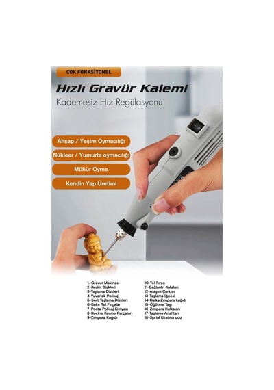 Assur 6 Kademeli 600w Gravür Hobi Taşlama Seti Çantalı 211 Parça-2302