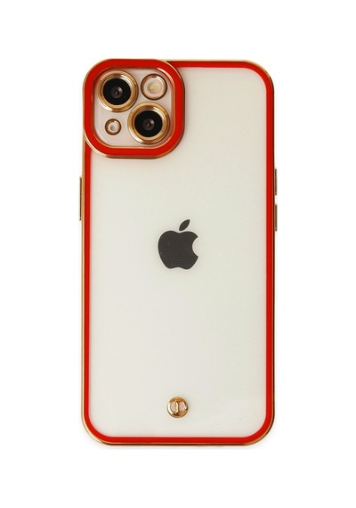 Apple Uyumlu - iPhone 14 Plus Kılıf Liva Lens Silikon - Kırmızı