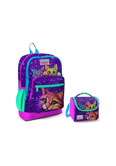 Coral High Mor Kedi Okul Sırt Ve Beslenme Çantası Seti