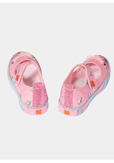 Pembe Kedi Kanvas 3d Kız Çocuk Babet Pembe