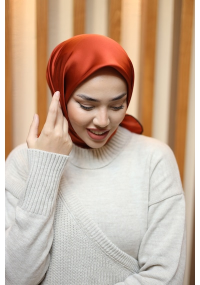 Silk Home Düz Micro Saten Eşarp 28013-13 Bakır