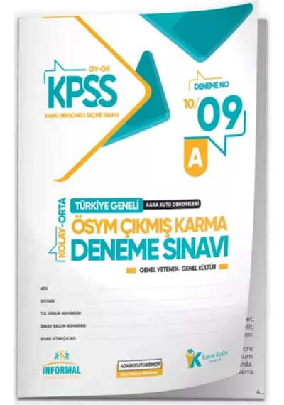 2026 KPSS ÖSYM Arşivi Çıkmış Soru Karma Genel Yetenek Genel Kültür D. Çözümlü Deneme 10/9.Kitapçık