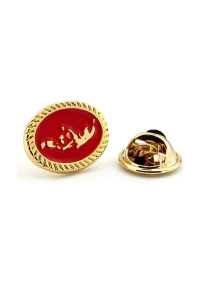 Solfera Kırmızı Atatürk Silüeti Sarı Metal Pin Rozet Rz163