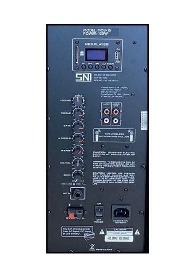 Spekon Baretone Mob-15 El + El 15" Usb-bt Taşınabilir Seyyar Şarjlı Ses Sistemi
