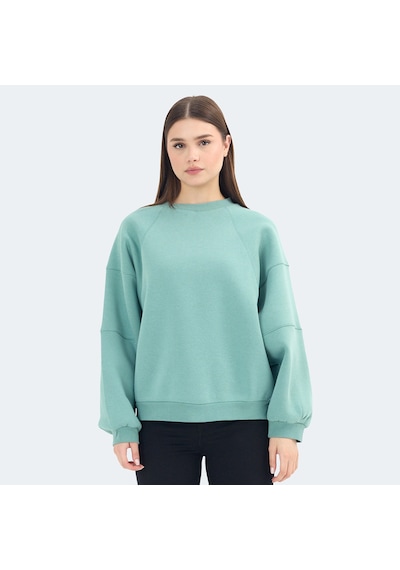 Slazenger VIA Kadın Oversıze Yeşil Sweatshirt