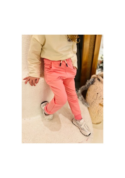 Heyadventure Kız Çocuk Jogger Eşofman Altı Cepli Paçası Kaşkorseli Pembe Pembe