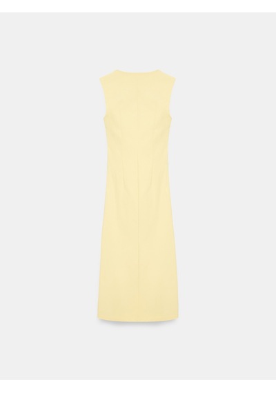 Dilvin 91704 Yırtmaç Detaylı Midi Elbise-açık Sarı