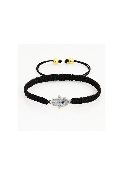 Kuyumcudukkani "hamsa"makrome İpli Bileklik- 40047-w-w-blk Beyaz