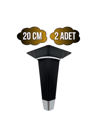 İrem Siyah Krom 20cm Plastik Ayak Mobilya Masa Ve Dolap Ayağı 20cm Siyah - Krom 2 Adet Siyah