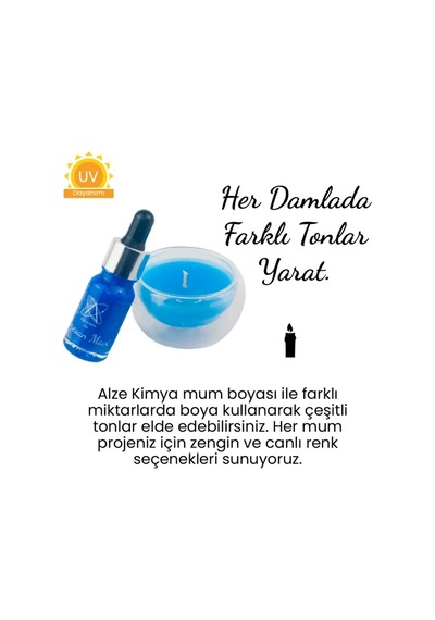 Floresan Mavi Parlak Sıvı Mum Boyası 10 Ml