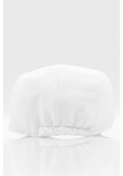 Külah Erkek Düz Pamuklu Beyaz Flat Cap Kasket