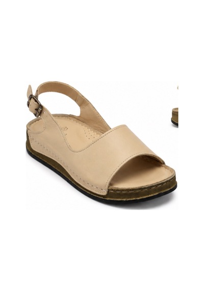 N Napa Shoe Np.306.bej Napa Shoe Hakiki Deri Kadın Sandalet Günlük Ortopedik Konforlu Tokalı Bej Yazlık Sandalet