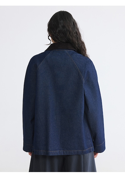 Lcw Modest İndigo Kadife Yaka Kadın Jean Ceket Lcw Modest İndigo Kadife Yaka Kadın Jean Ceket