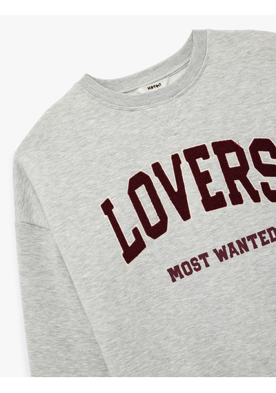 Koton Uzun Kollu Bisiklet Yaka Peluş Aplike Detaylı Baskılı Sweatshirt Gri Melanj 6wak10288ek Gri Melanj Koton Uzun Kollu Bisiklet Yaka Peluş Aplike Detaylı Baskılı Sweatshirt Gri Melanj 6wak10288ek Gri Melanj