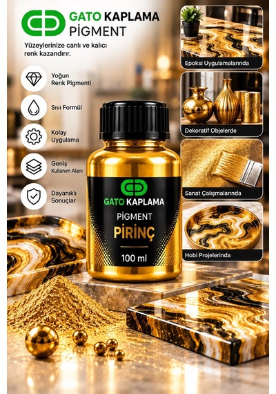 Gato Kaplama Solvent Bazlı Transparan Sıvı Pigment Boya 100 Ml Pirinç Renk Renklendirici