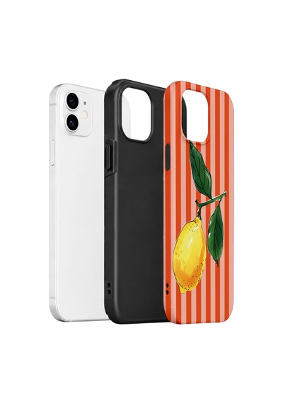 Apple iPhone Uyumlu 11 Vorian Çift Katmanlı Kılıf Sicilian Lemon Red Stripe
