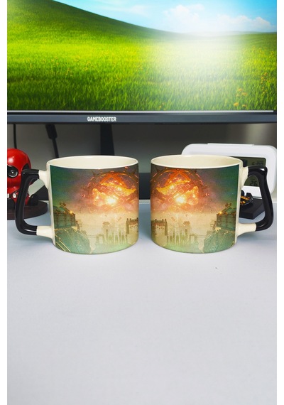 Split Fiction Baskılı Seramik Lüks Kupa 1 Adet Özel Siyah Kulp Dalga Kulp V2d Çok Renkli