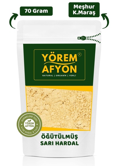 Yörem Afyon Meşhur K.maraş Beyin Dostu Yağı Alınmadan Öğütülmüş Toz Sarı Hardal Tohumu Brassica Juncea 70gr.