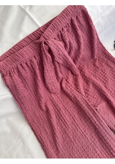 Intive Cool Comfort Waffle Kumaş Pamuklu Nefes Alabilir Basic Yazlık Jogger Pantolon Cepsiz Gül Kurusu