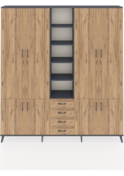 Arges Dolap 17 Raflı 4 Çekmeceli 8 Kapaklı 220x30x243 Antrasit-çam/çam Atlas Çam/atlas Çam Arges Dolap 17 Raflı 4 Çekmeceli 8 Kapaklı 220x30x243 Antrasit-çam/çam Atlas Çam/atlas Çam