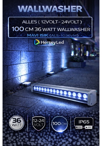 Alles 12v / 24v Wallwasher 100 Cm 36 Watt - Mavi Işık Mavi