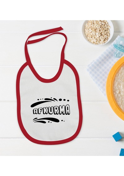 BK Kids Afkurma Tasarımlı Kırmızı Bebek Mama Önlüğü-1 Kırmızı