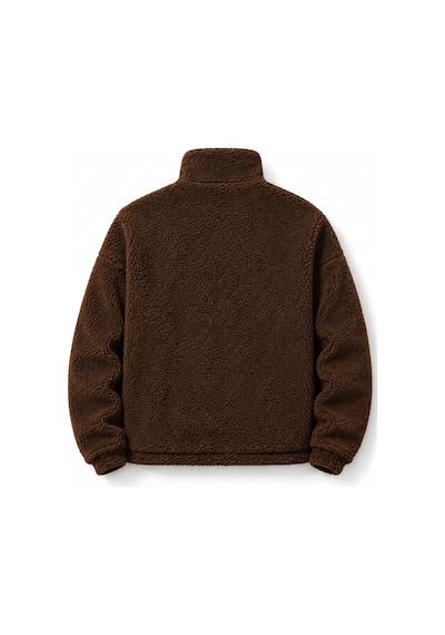Genius Store Oversize Peluş Erkek İçi Polarlı Tam Fermuarlı Sherpa Sonbahar Kış Kadın Polar Sweatshirt Oversıze-pelus Kahverengi