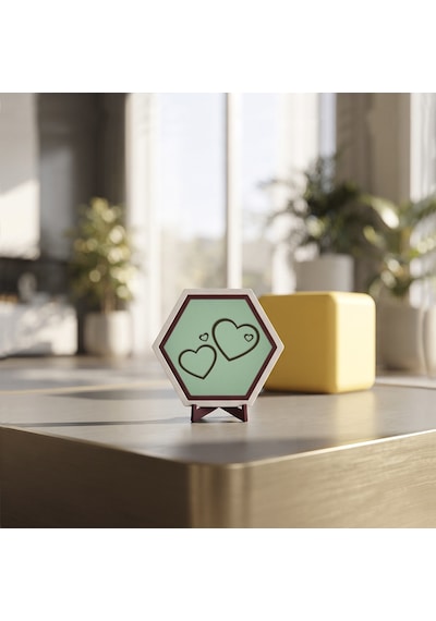 Romantik İkili Kalp Desenli Masaüstü Aksesuarı Çalışma Masalarınız İçin Modern Ve Şık Bir Dekoratif Obje 10x10 Cm, Açık Yeşil