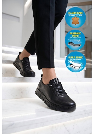 Voyager Siyah Hakiki Deri Kauçuk Rahat Anatomik Taban Kadın Casual Ayakkabı 9050 Voyager Siyah Hakiki Deri Kauçuk Rahat Anatomik Taban Kadın Casual Ayakkabı 9050