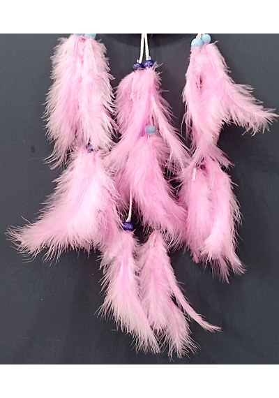 Pembe Kuş Tüylü Dream Catcher El Yapımı Rüya Kapanı Duvar Süsü