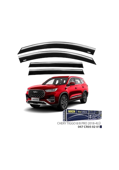 Chery Tiggo 8 Pro Niken Kromlu Cam Rüzgarlığı 4lü 2018 ve Üstü