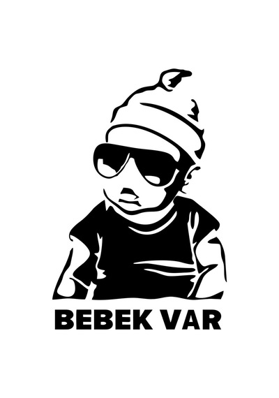 Arabada Bebek Var Oto Arka Cam Stıcker 15 Cm