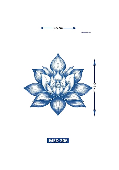 Küçük Lotus 5 Cm Minimal Geçici Dövme Yarı Kalıcı Geçici Dövme