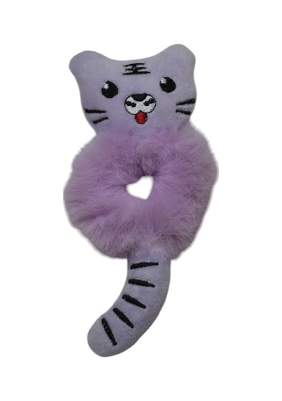 Lastikli Peluş Kedi Toka Mor