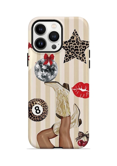 Velvoria Valestra Retro Leopar Kolaj Apple iPhone Uyumlu 14 Pro Darbe Korumalı Kılıf Valestra Select - Retro Leopar Kolaj