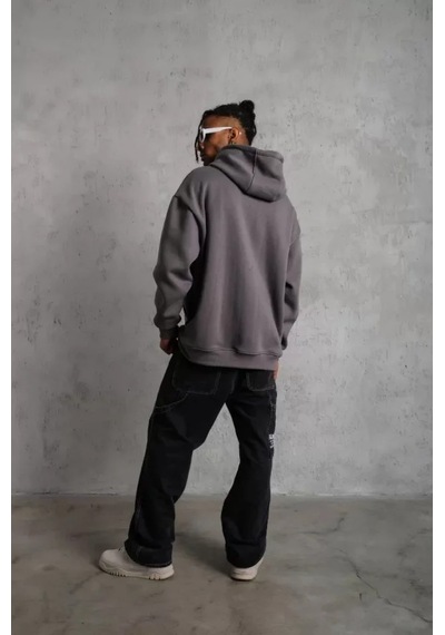 Veraura Lifestyle Erkek Düz Kapüşonlu Sweat - Gri