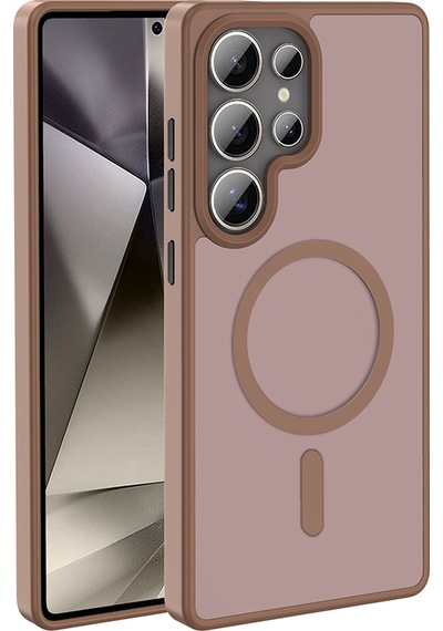 Galaxy S25 Ultra Kılıf M-safe Şarj Özellikli Mat Arka Yüzey Zore Sio Kapak Bej